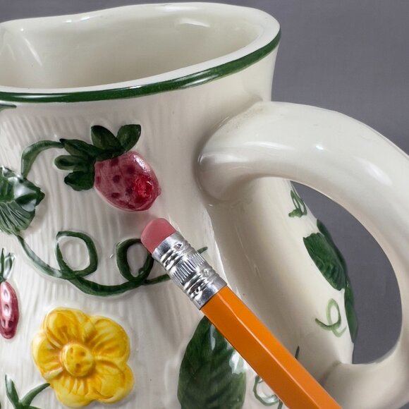 Vtg Ceramic Art Pottery 3778 Pitcher Majolica Strawberries Grapes West Germany - Picture 10 of 16